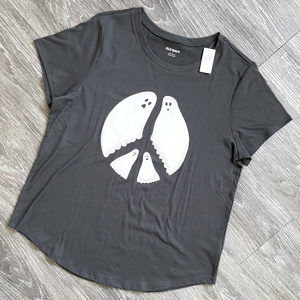 Old Navy - Gray Ghost Peace Sign Graphic T-Shirt